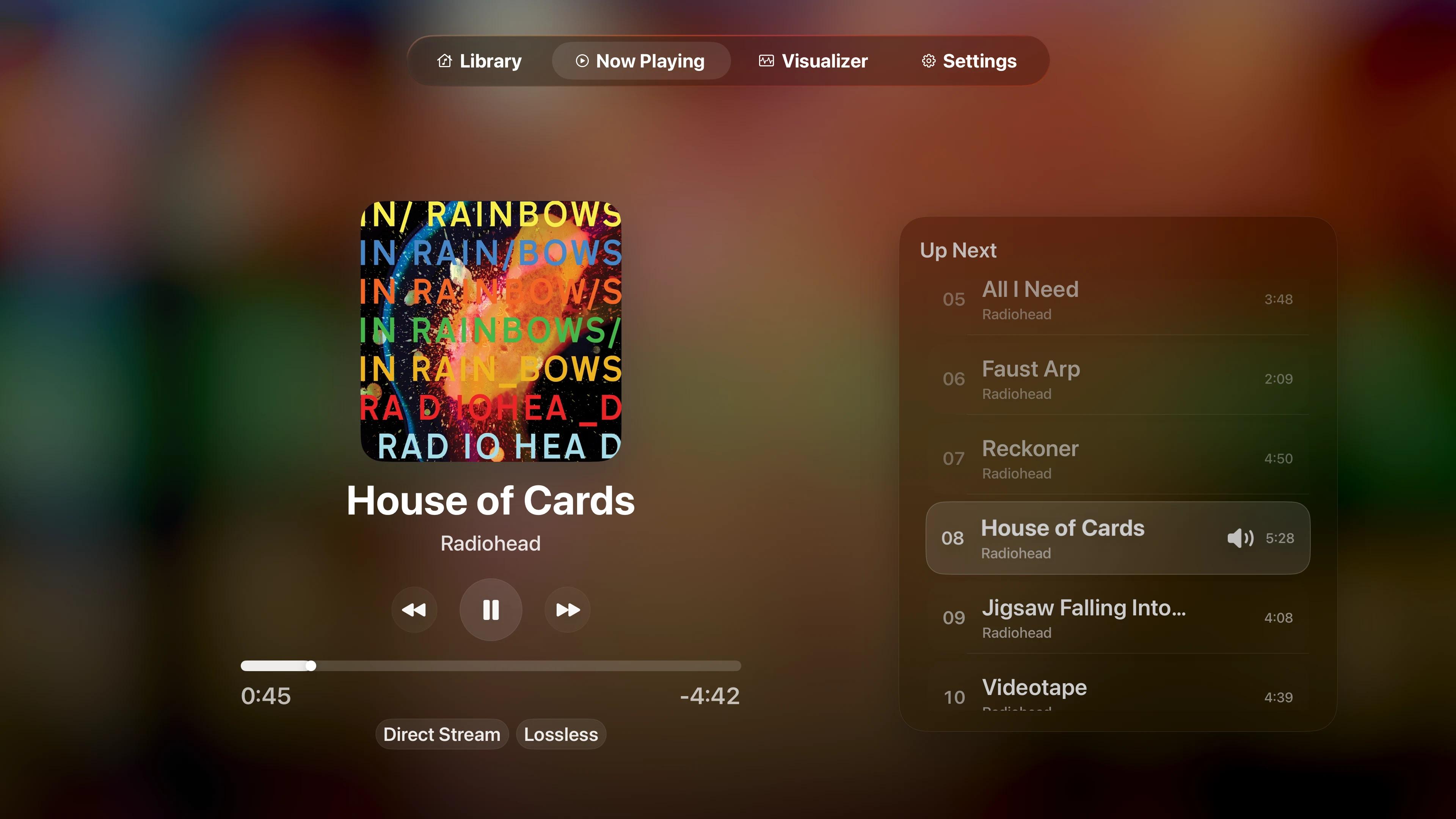 Playris now playing screen on Apple TV